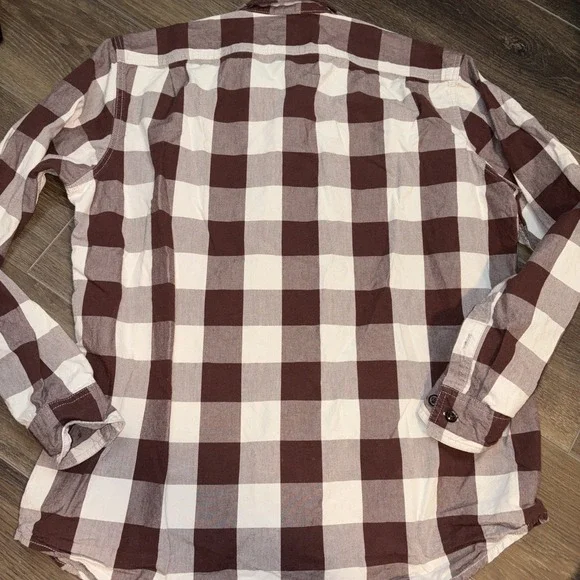 FILSON Shirt Xl Buffalo Plaid Work Shirt Long Sleeve 100% Cotton Brown / White